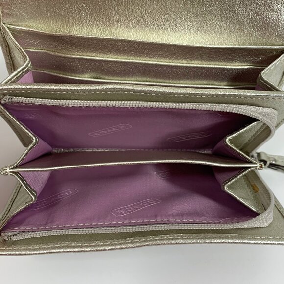 Coach Hampton Signatural Wallet Signature C Canvas Wallet - Silver/Khaki EUC - Picture 3 of 10